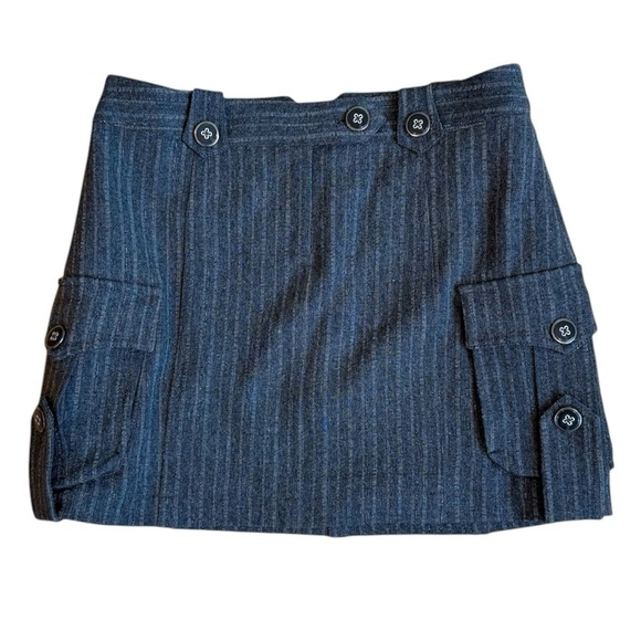 Boston Proper Gray Sparkle Thread Pinstripe Mini Skirt with Pockets - Size 4 - Picture 1 of 9